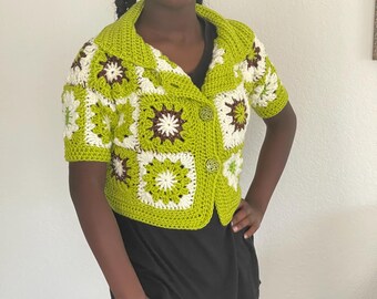Short sleeve Sweater jacket - handmade crochet
