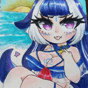 Traditional Art Commissions Anime Chibi (mailed to you!) Gift idea!