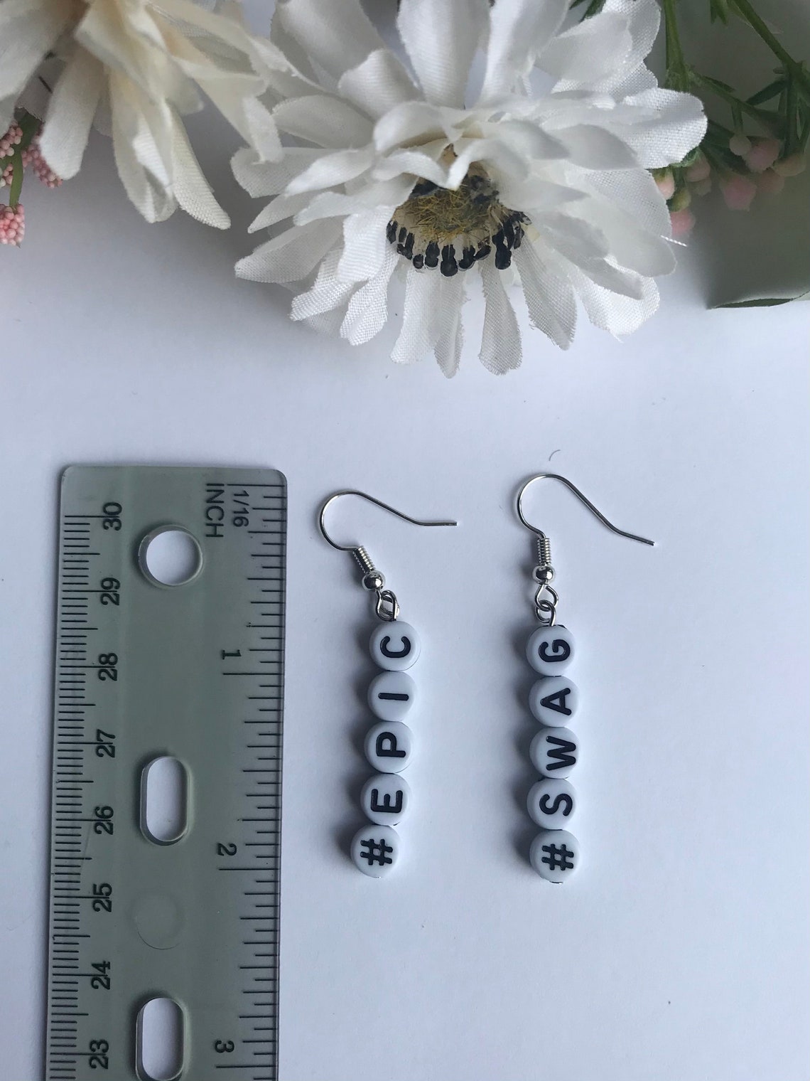 Letter Word Bead Earrings Customizable Etsy