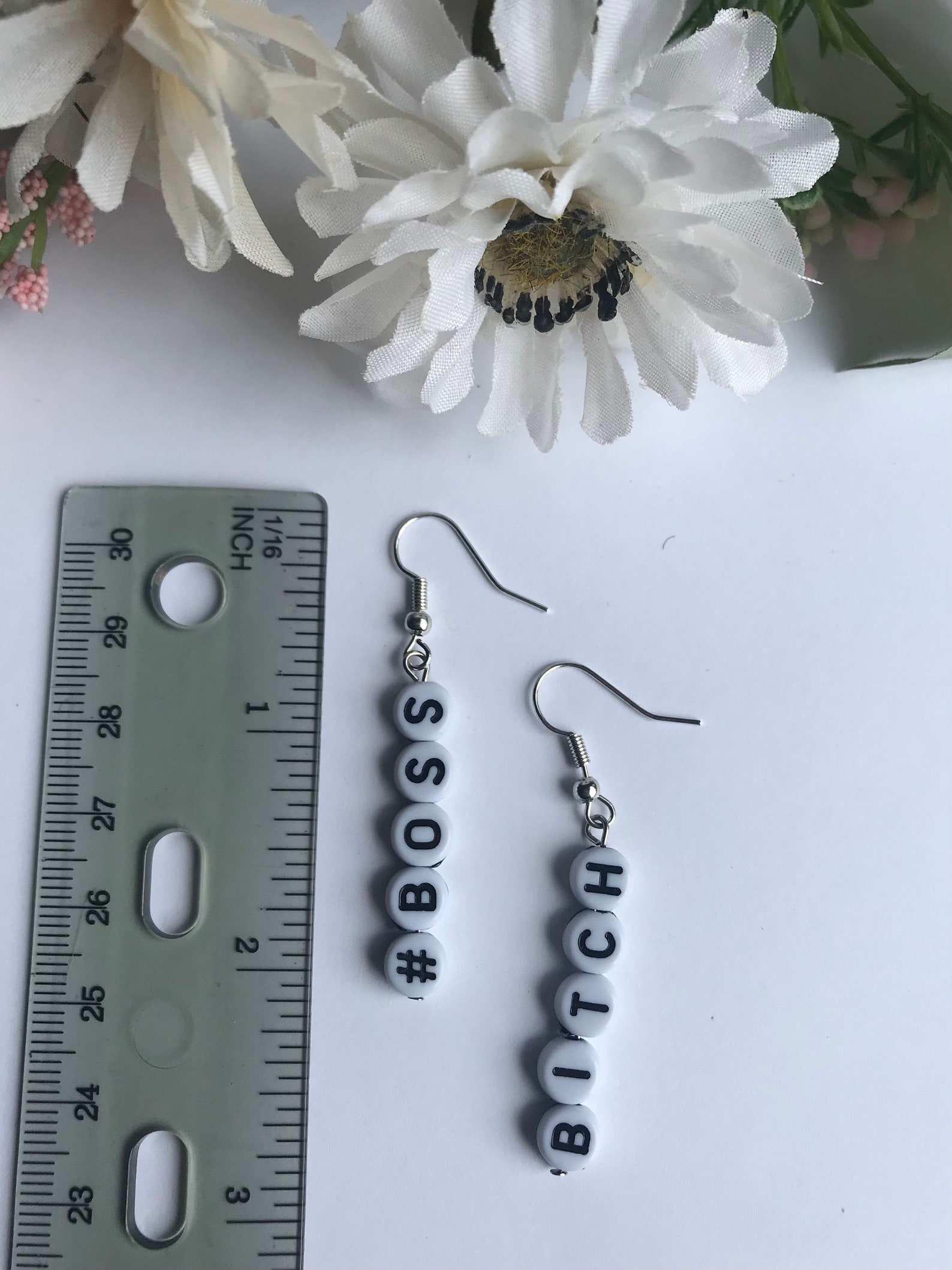 Letter Word Bead Earrings Customizable Etsy