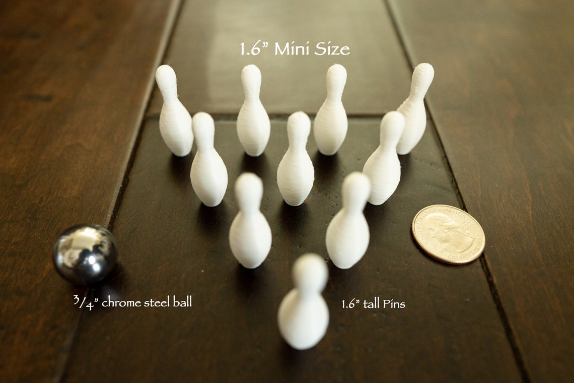 Mini Bowling Set 10 Pins Ball Pin Setter Ball Rolling Etsy