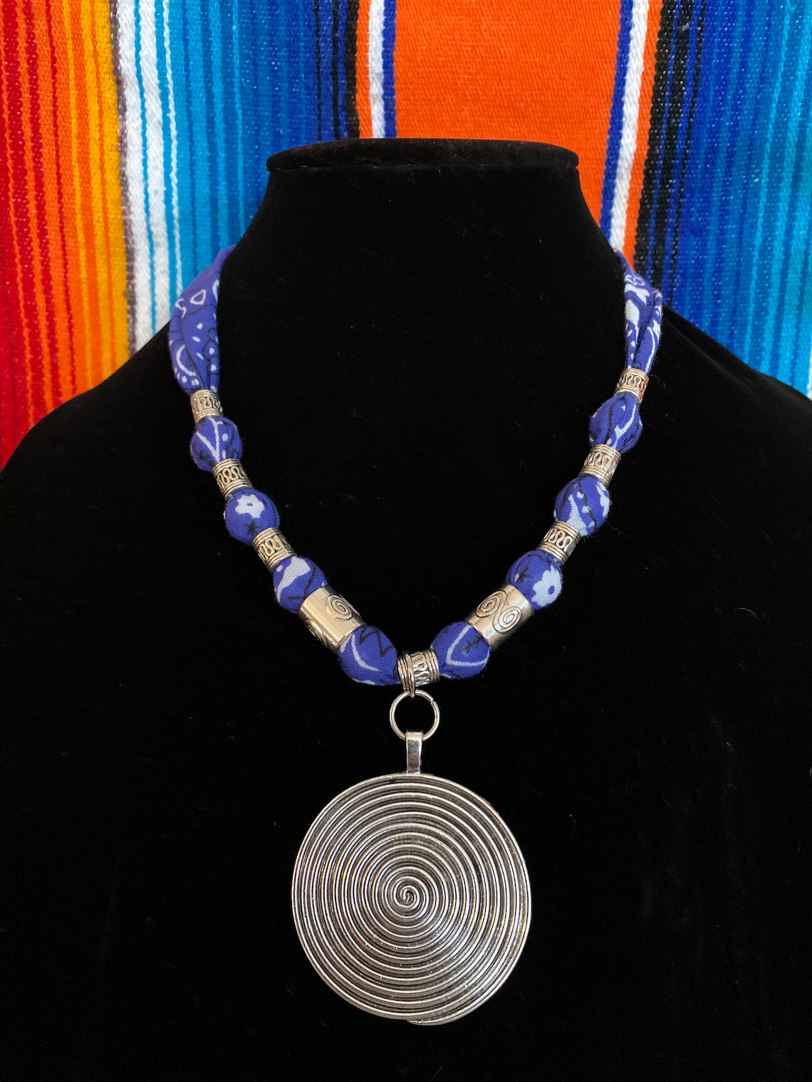 Bandana handmade necklace with pendant. Etsy