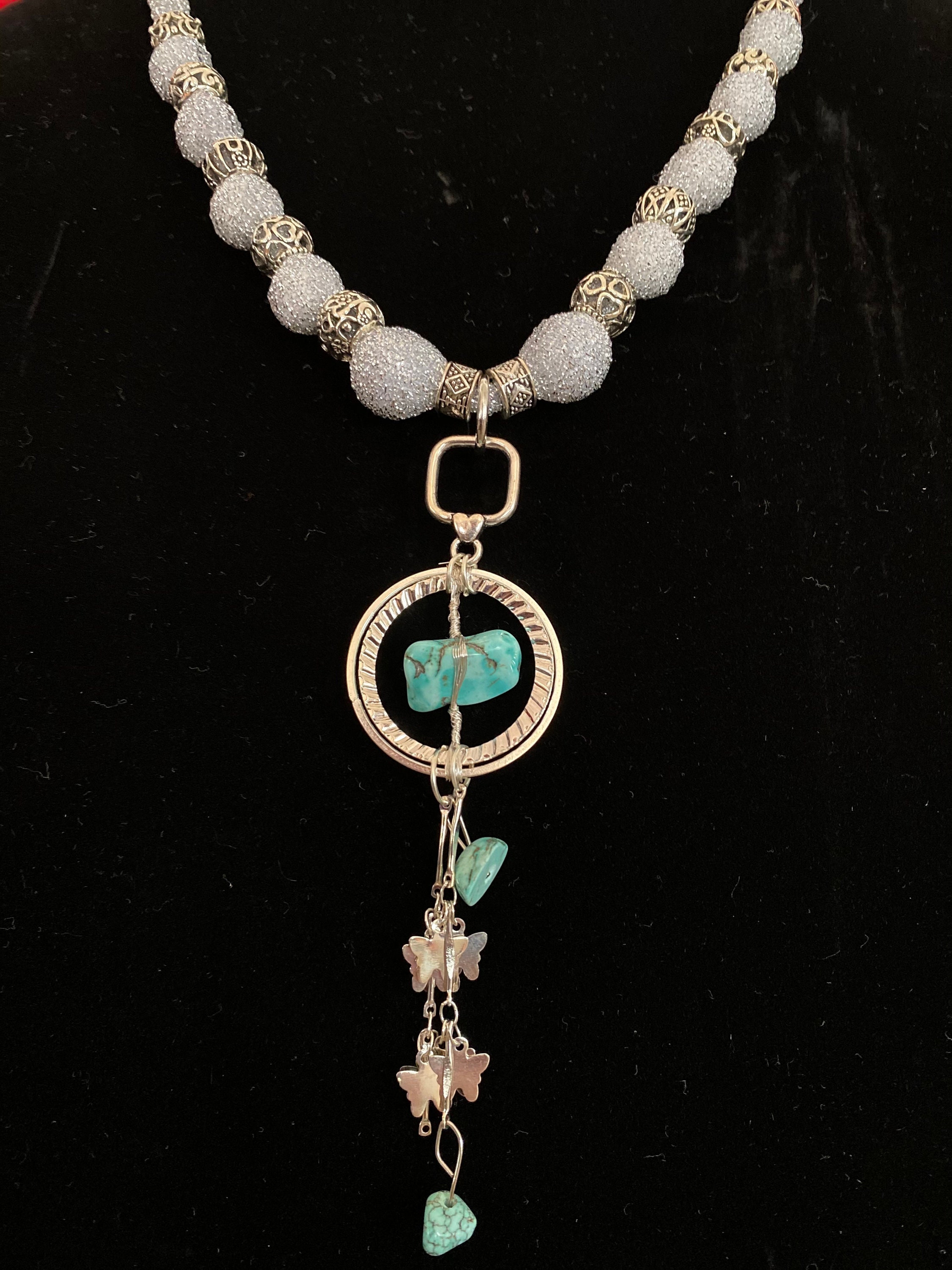 Original fabric necklace with pendant Etsy