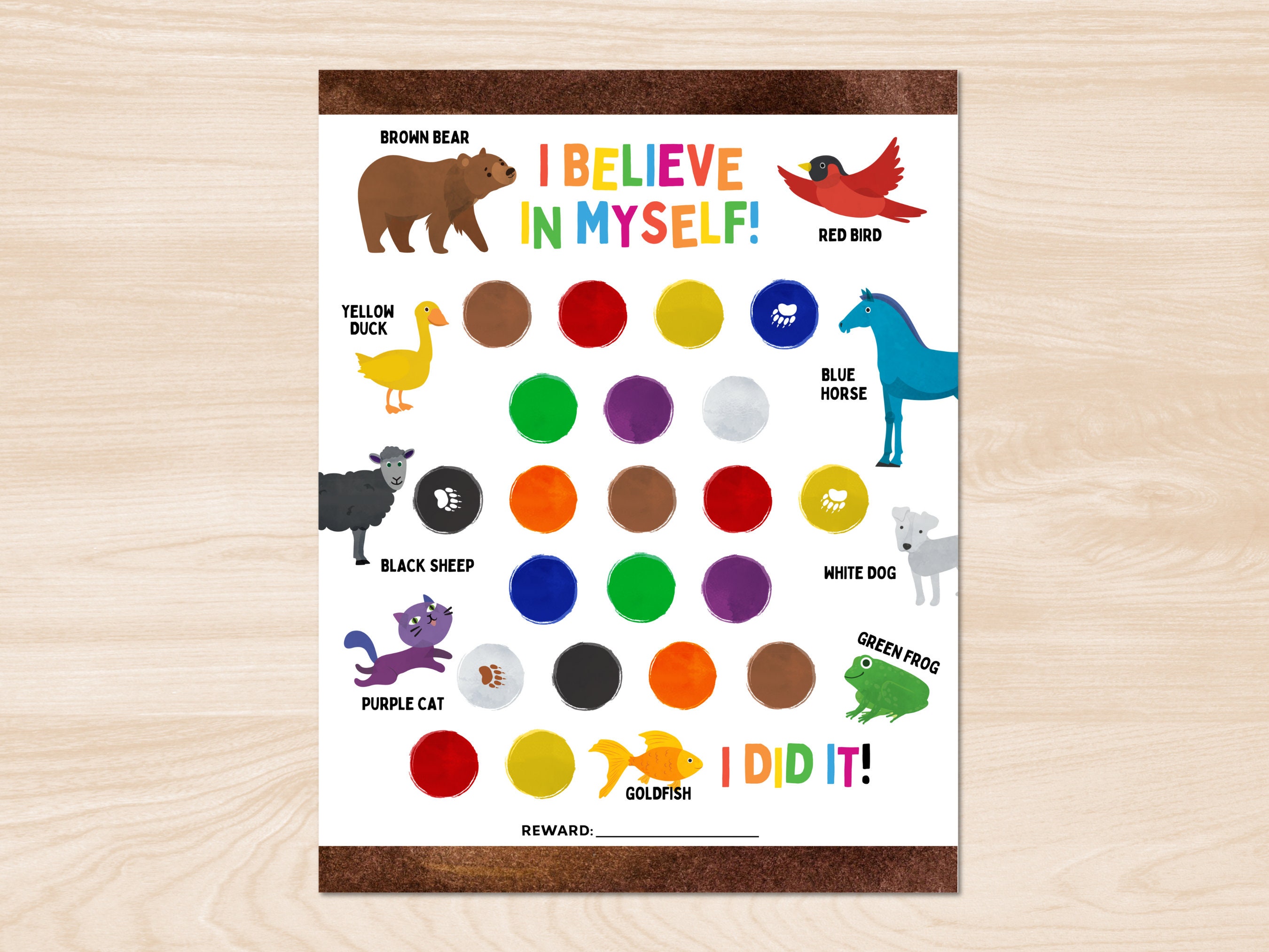 Brown Bear Reward Chart | Printable Brown Bear Behavior Chart | Daily ...