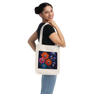 Eye-Catching Organic Canvas Tote Bag with Whimsical Floral and Mushroom Design, Eco-Friendly Shopping Bag, Gift for Nature Lovers, Art [...]