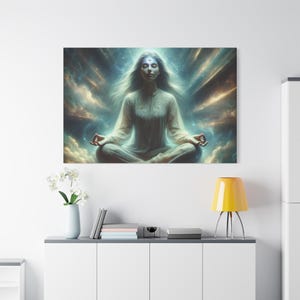 Mystical Meditation Canvas Art - Spiritual Wall Decor, Yoga Room Decor, Healing Artwork, Gift for Mindfulness, Goddess Art