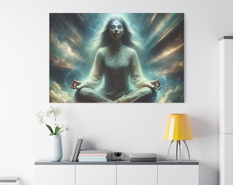 Meditation Canvas Art: Spiritual Yoga Room Decor, Inner Peace Goddess Print