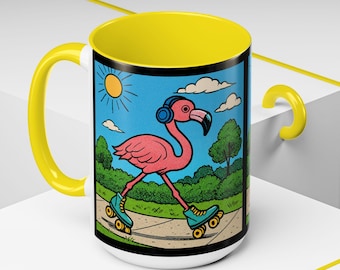 Vibrant Floral Flamingo Coffee Mug - Fun for Home, Office, Gifts, Beach Days