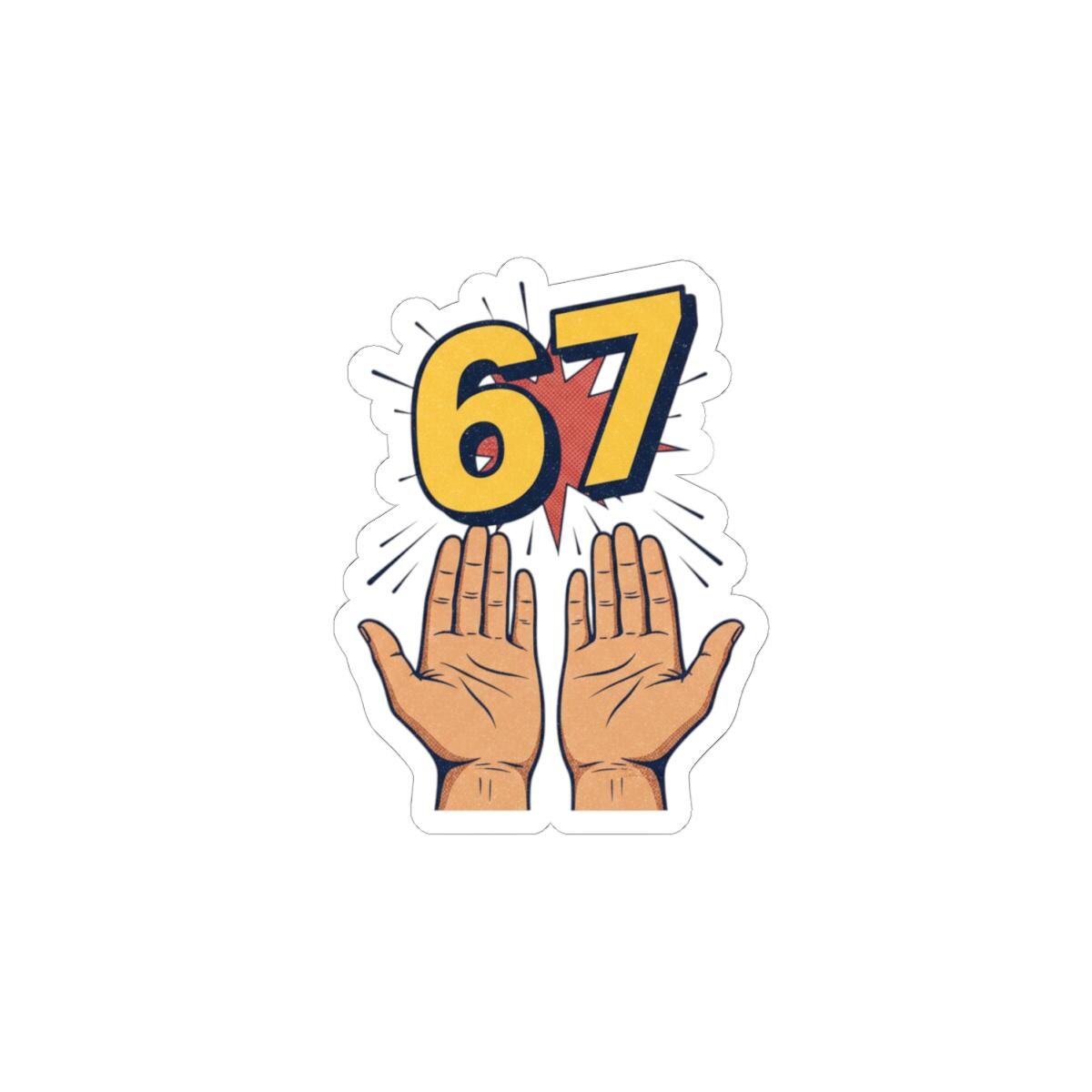 Rusty Number 67 67 Raised Hands Sticker | 67 Number Graphic Kiss-cut Stickers - Etsy