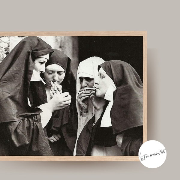 Feminist Print Download Nuns Smoking | Feminist Poster Vintage | Feminist Photo | Vintage Feminist Wall Art | Feminist Art Print