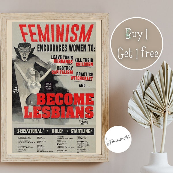 Feminist Wall Art | Feminist Poster Vintage | Feminism Encourages Women to Leave Their Husbands | Feminist Print | Feminist