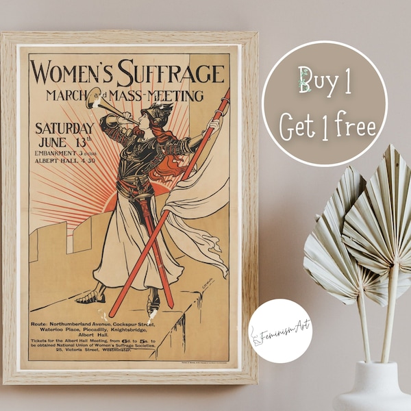 Feminist Poster Vintage | Suffragette Poster | Feminist Print | Women's Suffrage Print | Women's March Poster | Vote For Women Suffrage