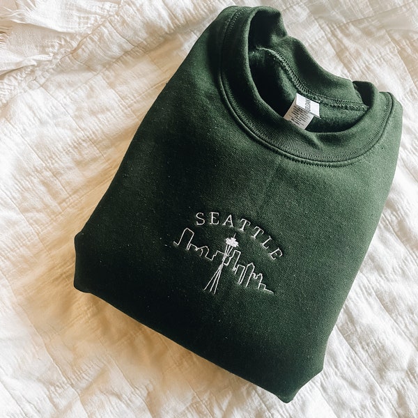 Seattle Embroidered Crewneck Sweatshirt - Dark Green