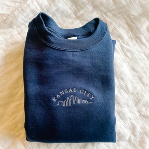 Kansas City Embroidered Crewneck Sweatshirt - Navy Blue