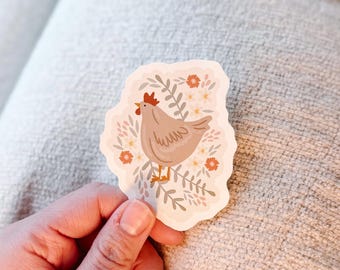 Chicken Floral Vinyl Sticker