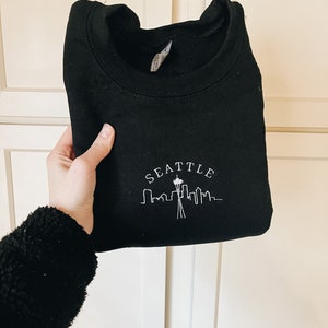 Seattle Embroidered Crewneck Sweatshirt - Black