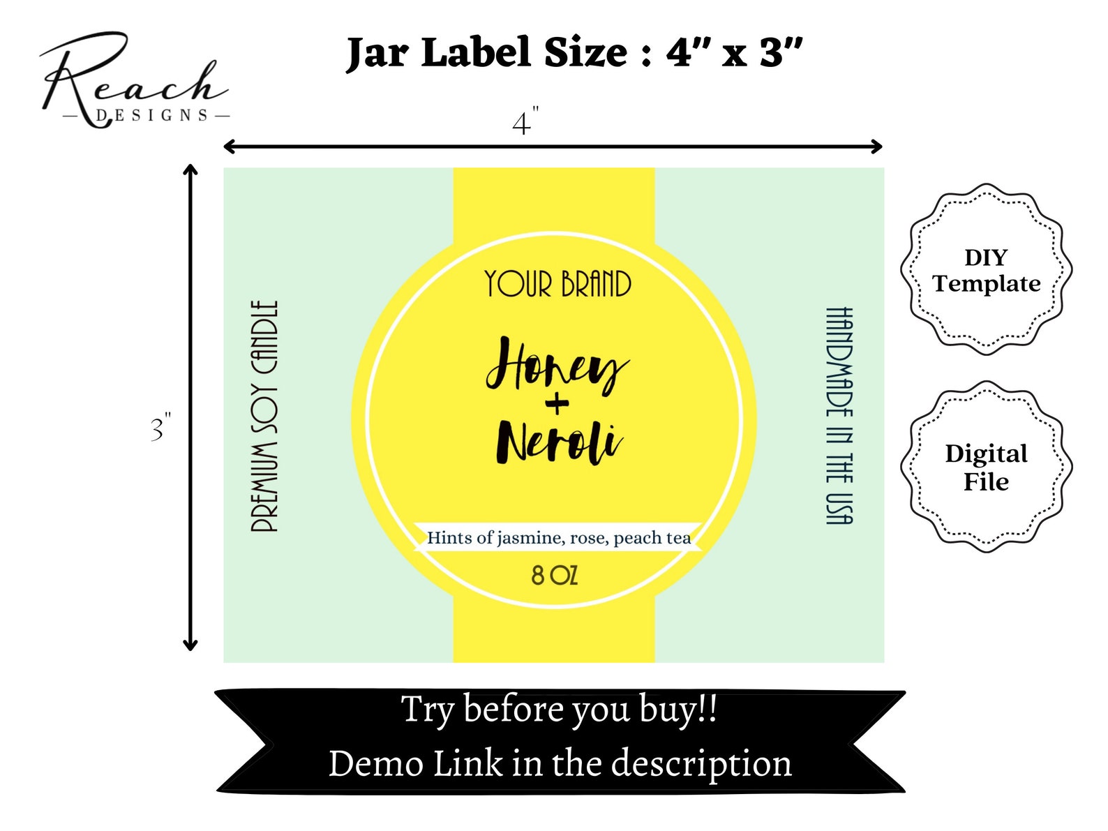 Editable Candle Label Template Candle Jar Label Candle Lid Etsy