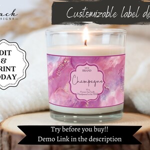 Editable Candle Label Template Digital Label Template Candle - Etsy