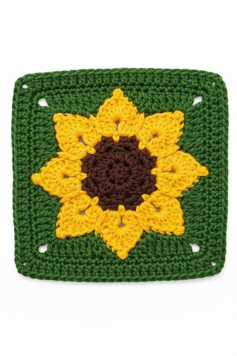 40 Sunflower Granny Square Crochet Patterns for Bright Blankets, Bags, and More 24 Sunflower Granny Square Crochet Pattern Classic Floral