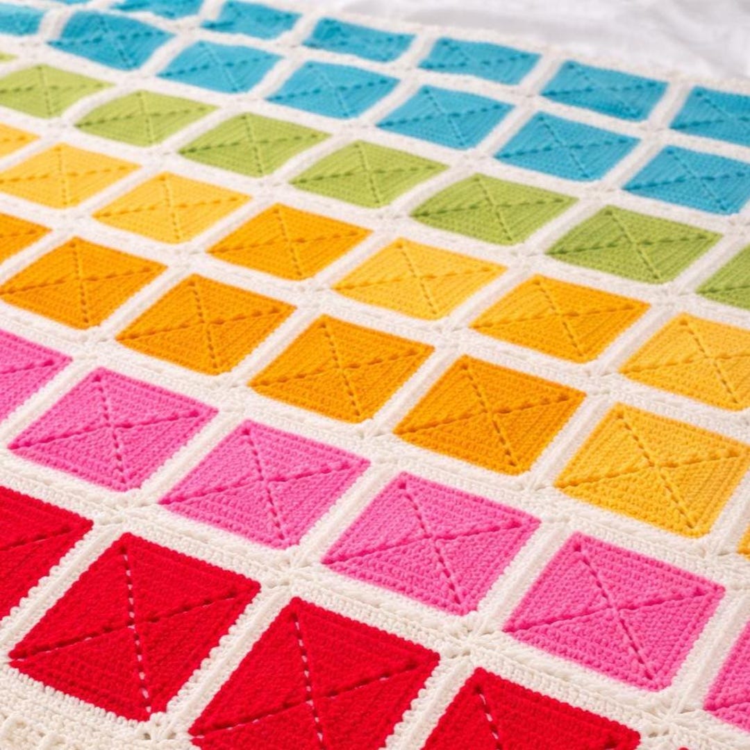 Granny Square Blanket Pattern • Colorful Crochet Afghan Pattern PDF ...