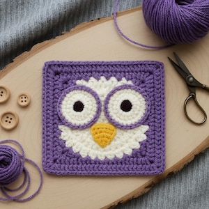 Owl Granny Square Crochet Pattern | Crochet Coaster Pattern | Instant PDF Download | Beginner-Friendly Crochet