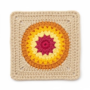Sunburst Granny Square Crochet Pattern PDF | Retro Flower Square | Easy Crochet Motif Tutorial | Boho Blanket Square Pattern