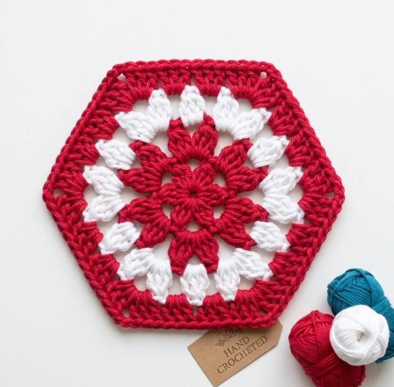 Crochet Hexagon Granny Square Pattern PDF | Modern Hexie Motif | Easy ...