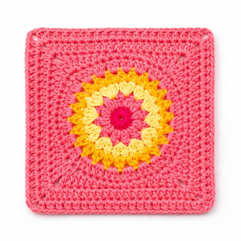 Purple Sunburst Granny Square Crochet Pattern PDF | Flower Motif ...