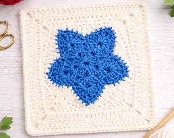 Blooming Star Granny Square Crochet Pattern | Instant Download | Modern Crochet Motif for Blankets & Home Decor