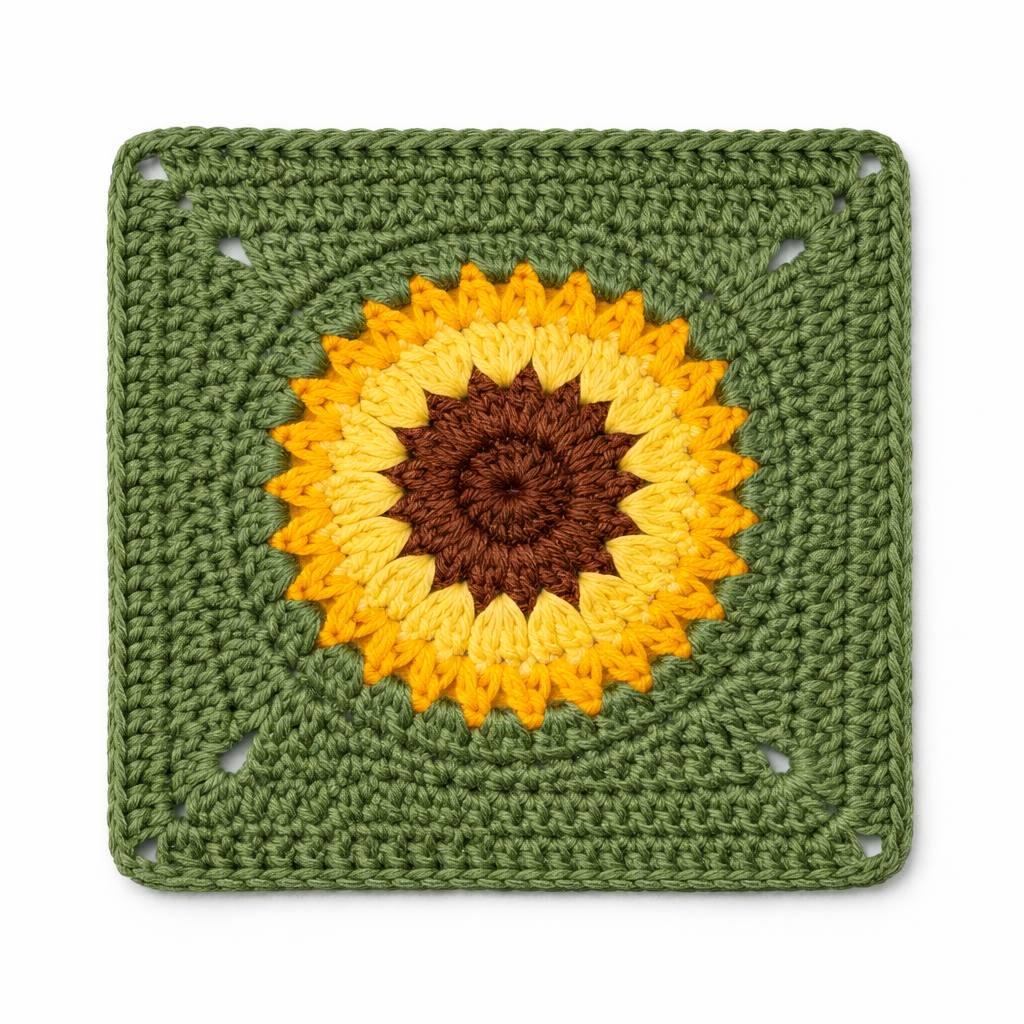 Sunflower Granny Square Crochet Pattern PDF | Sunburst Crochet Motif ...