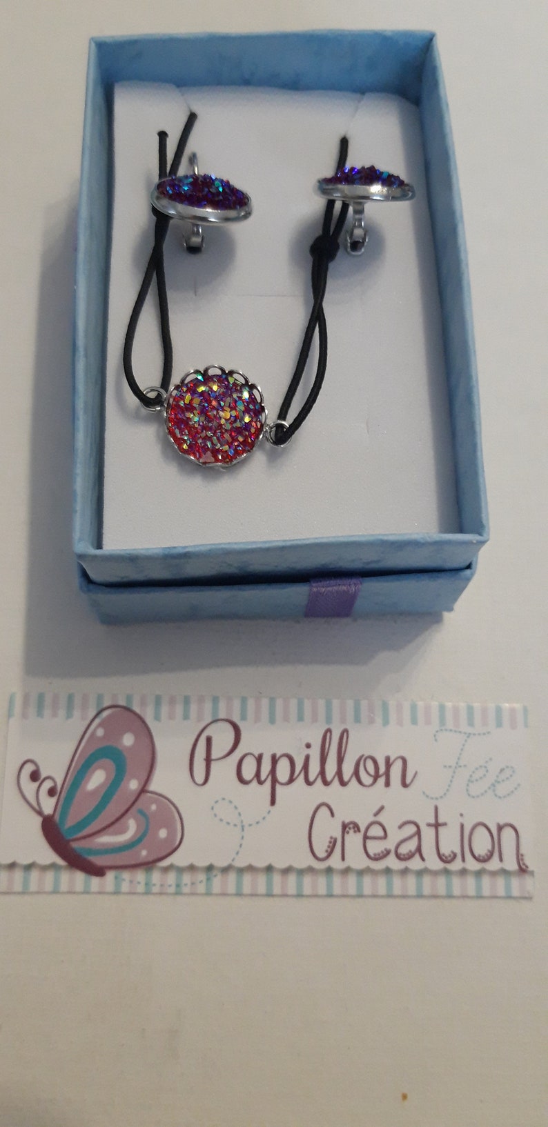 Jewelry jewelry cases cabochons earrings and bracelet ton fushia