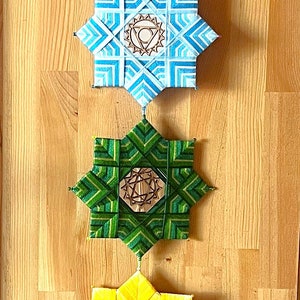 Chakra-mandalaset, 7-delig, handgemaakt, wanddecoratie, ojos de dios, Gods oog, yoga, retraite, meditatie, om, kundalini, regenboog