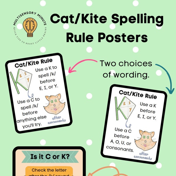 Cat/Kite Spelling Rule Poster - Digital Download