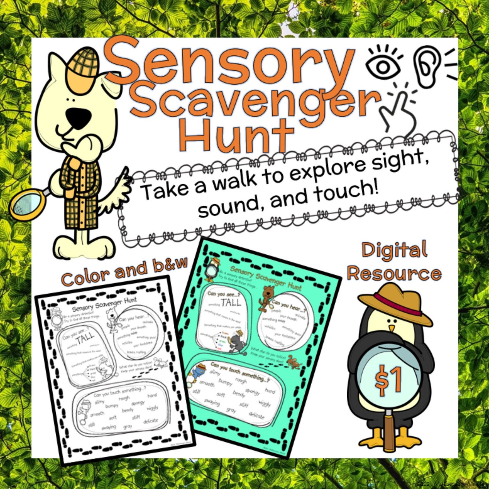 Sensory Scavenger Hunt Digital Download Take a Walk and Etsy