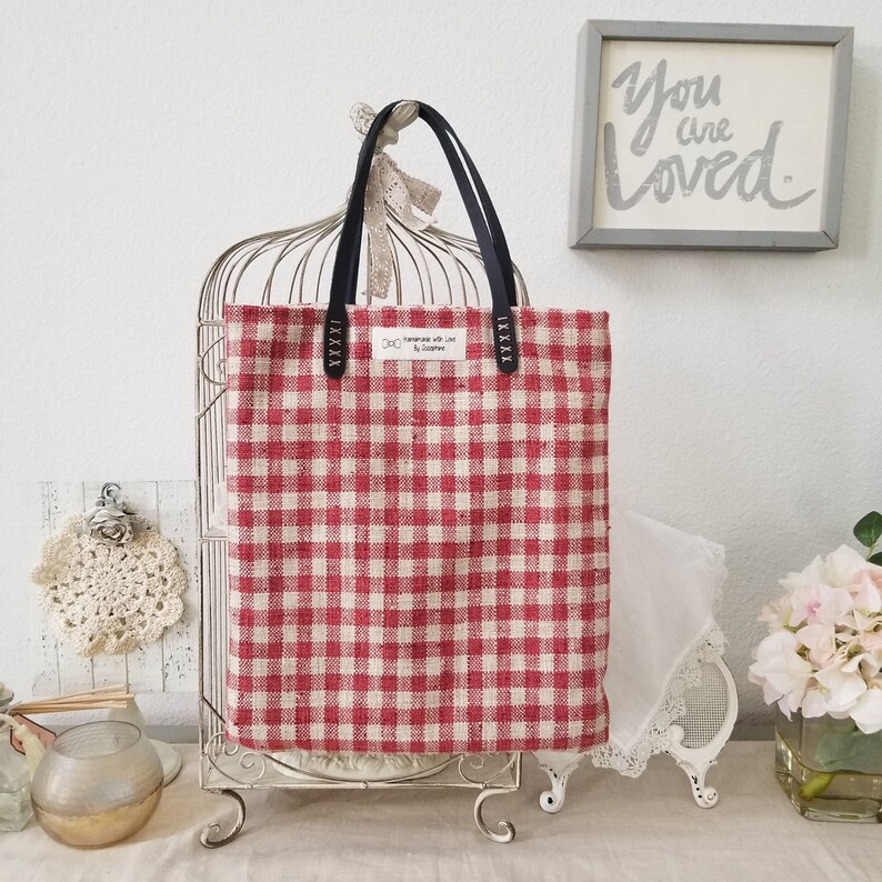 Handmade 19 Strap Easy Daily Bag Red Plaid Bag