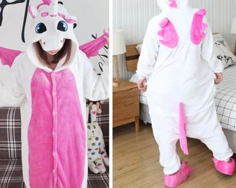 Kigurumi Pink Unicorn Onepiece with Hoodie Costume Pajama (Slipper not included)