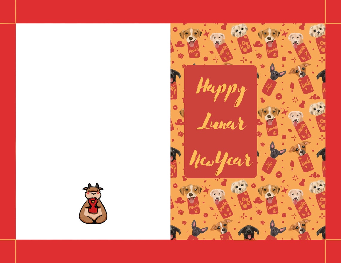 Printable Chinese New Year Card. Lunar New Year Red Envelope | Etsy