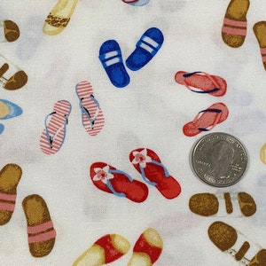 White Flip Flop Print Fabric by the YARD. Dear Stella Summer Prints. Beach, Sea, Ocean Designs 100% Cotton for Sewing, Quilting, Home Decor. image 3