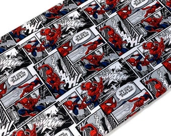 Marvel Avengers Superhero Fabric by the YARD. "Spiderman Comic Panels" Springs Creative 100% Cotton Fabric for quilting, clothing, décor.