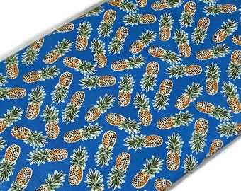 Blue, Yellow, Green Pineapple Print Fabric by the YARD. Dear Stella Summer. Beach, Sea, Ocean Design 100% Cotton for Sewing, Quilting, Decor