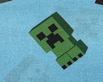Tissu En Poly Coton Avec Imprimé Minecraft Jeu Creeper - Demi Yard