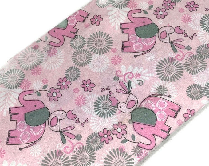 Pink Elephant Fabric Sold by the YARD. 100 Cotton Flannel. Pale Pink