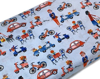 French Street Scene Blue Fabric by the YARD. OohLaLa Paris, France Windham Fabrics. 100% Cotton Fabric for quilting, sewing, apparel, décor.
