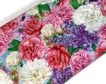 Valentine Lilacs & Peonies Floral Print Fabric by the Yard. Love Letters Windham. Pink Purple White 100% Cotton for Quilts, Clothing, Décor.