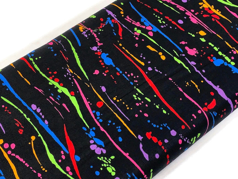 Paint Splatter Print Fabric by the YARD. Assorted Bright & Etsy