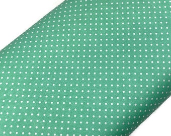 Mint Green Polka Dot Flannel Fabric, 100% Cotton, Sold by the Yard