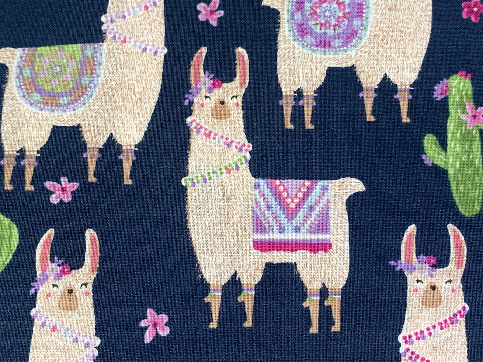 Llamas on Navy Blue Print Fabric by the Yard. Fancy Alpacas & Etsy UK