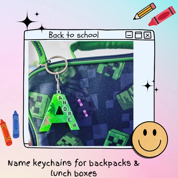 Personalized Name Keychains keychains,customized name backpack diaper bag school bag lunch box kid accessories glow in the dark