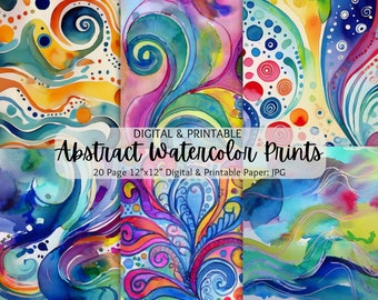 Abstract Watercolor Print | Abstract Watercolor Digital Paper Pack | Commercial Use | Printable Paper | Scrapbooking | Printable Art