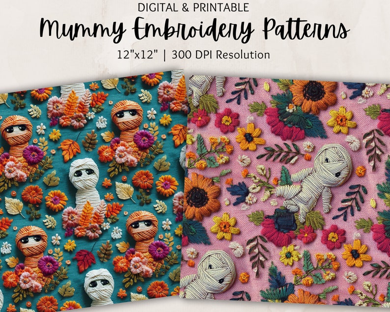 Mummy Pattern Mummy Embroidery Images | Embroidered Mummy | Halloween Embroidery ...